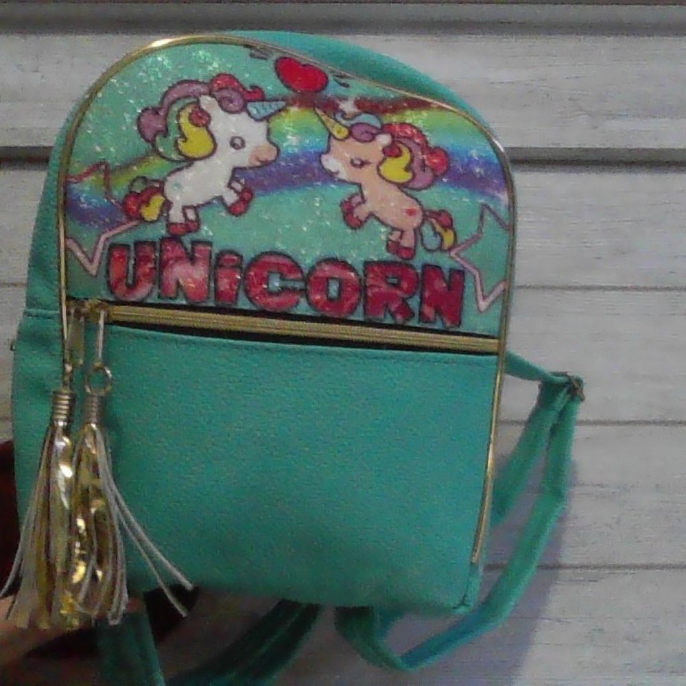 Turquoise Mini Unicorn Backpack